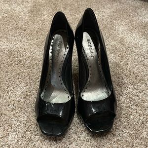 BCBG Girls Open Toed Black Heels